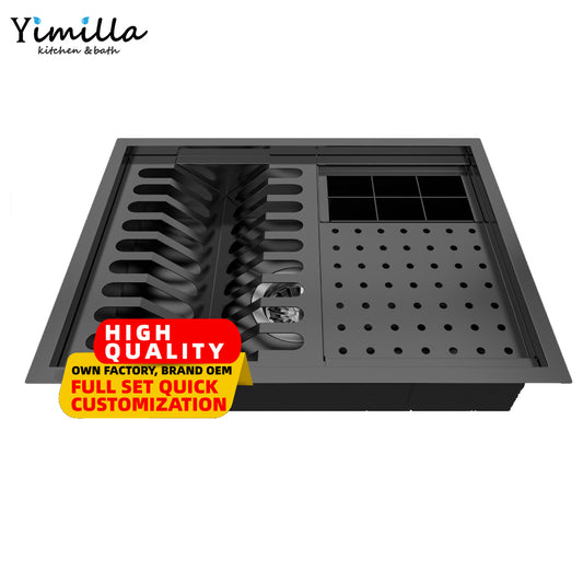 Premium Large Capacity Stainless Steel Dish Rack with Drainboard - Kitchen Counter Organizer