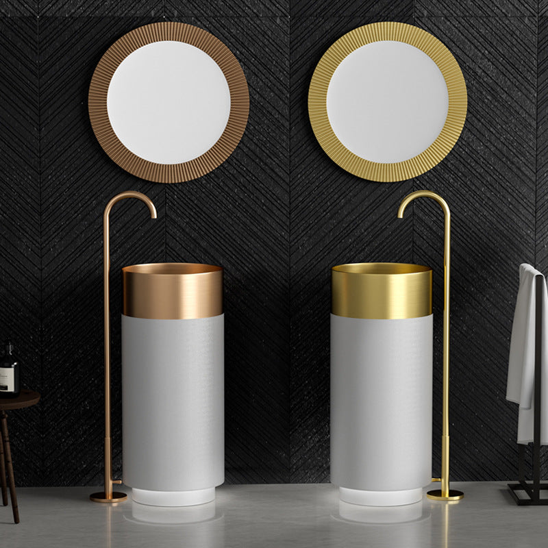 Luxury 304 Stainless Steel Pedestal Sink with Advanced PVD Processing
