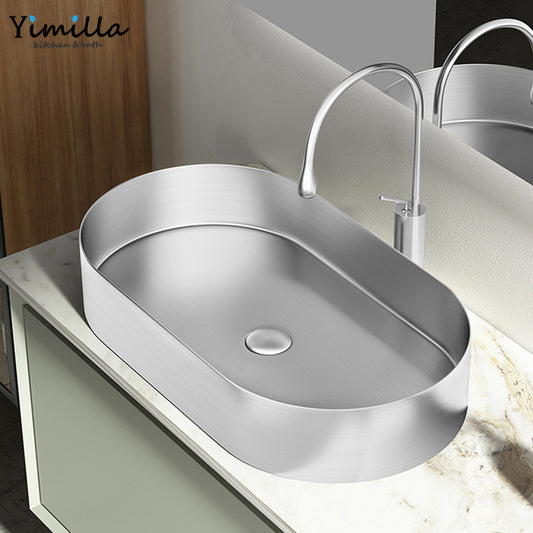 Modern Above Counter Vessel Sink - Stainless Steel Bathroom Basin