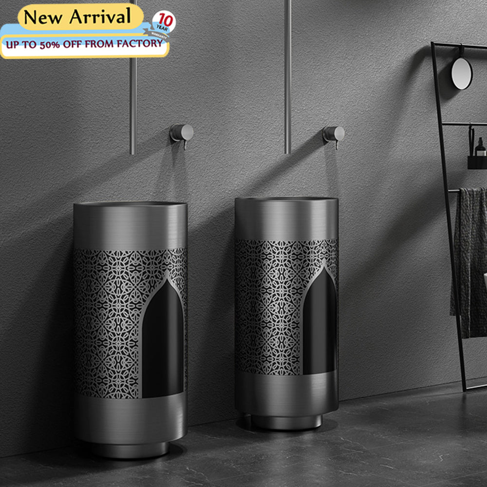 Modern SUS304 Stainless Steel Pedestal Sink - Free Standing Wash Basin