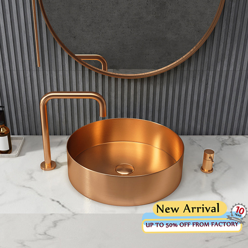 Luxury Above Counter Vessel Sink - Stainless Steel Bathroom Wash Basin