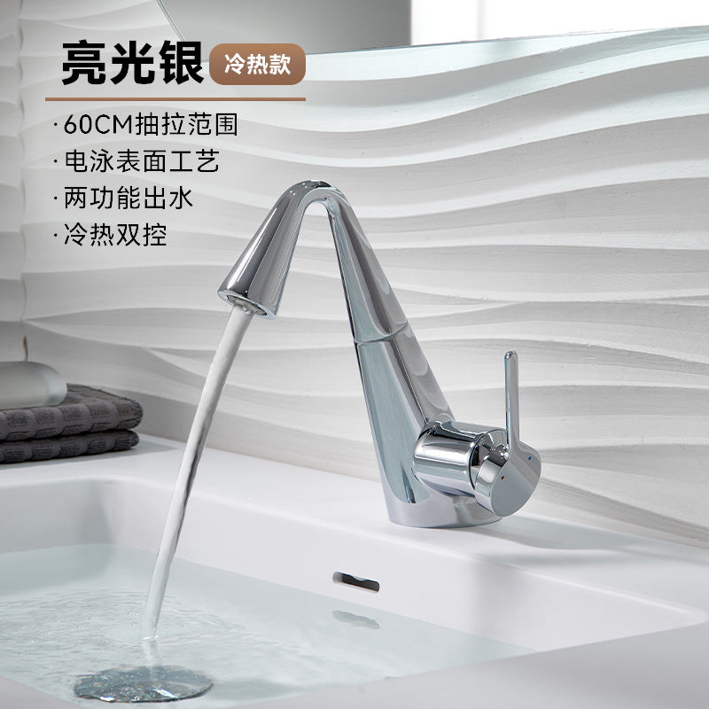Black Bathroom Sink Faucet with Pull-Out Sprayer - 3-Mode Brass Single Handle Basin Mixer