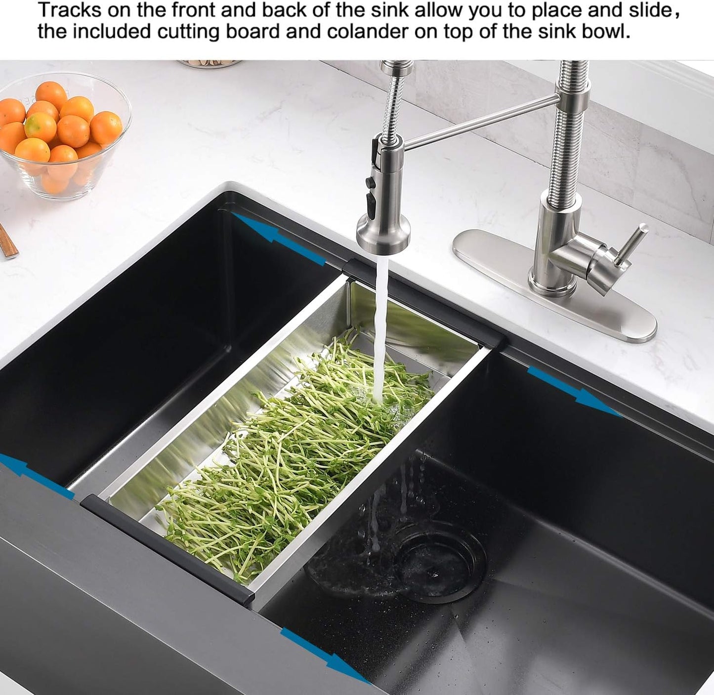 33" Farmhouse Apron Front Workstation Kitchen Sink - 16 Gauge Stainless Steel