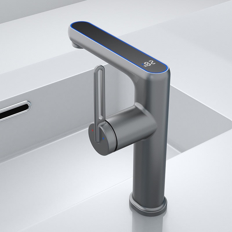 Smart Digital Display Bathroom Faucet - All-Copper Single Hole Basin Tap with Temperature Control