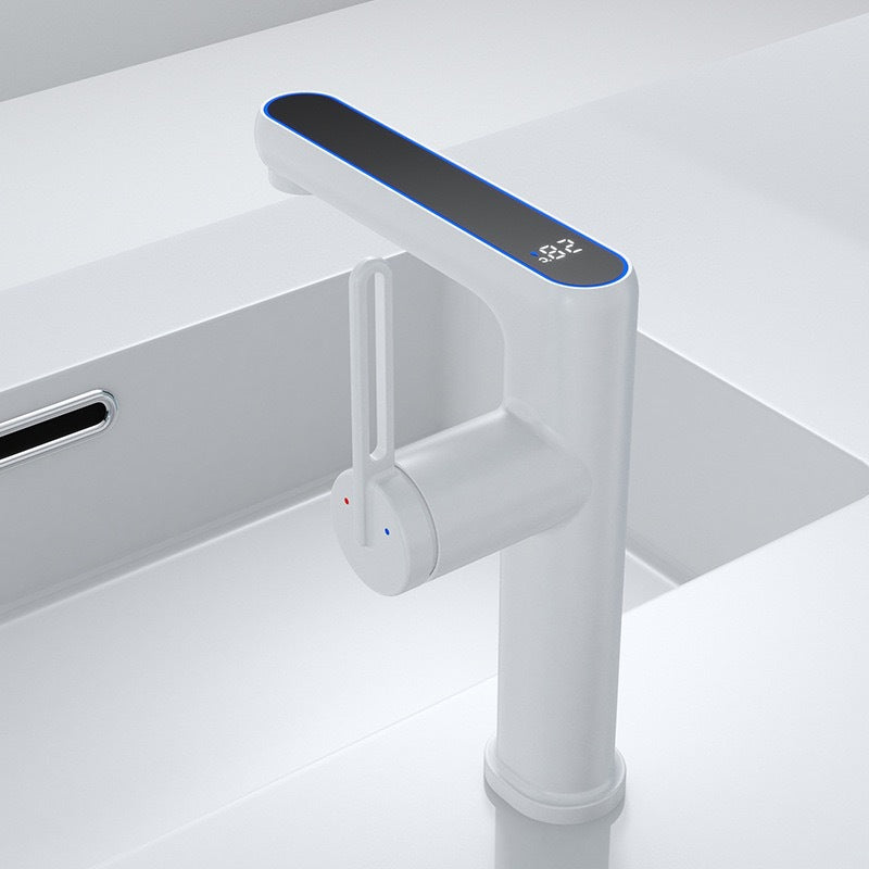 Smart Digital Display Bathroom Faucet - All-Copper Single Hole Basin Tap with Temperature Control