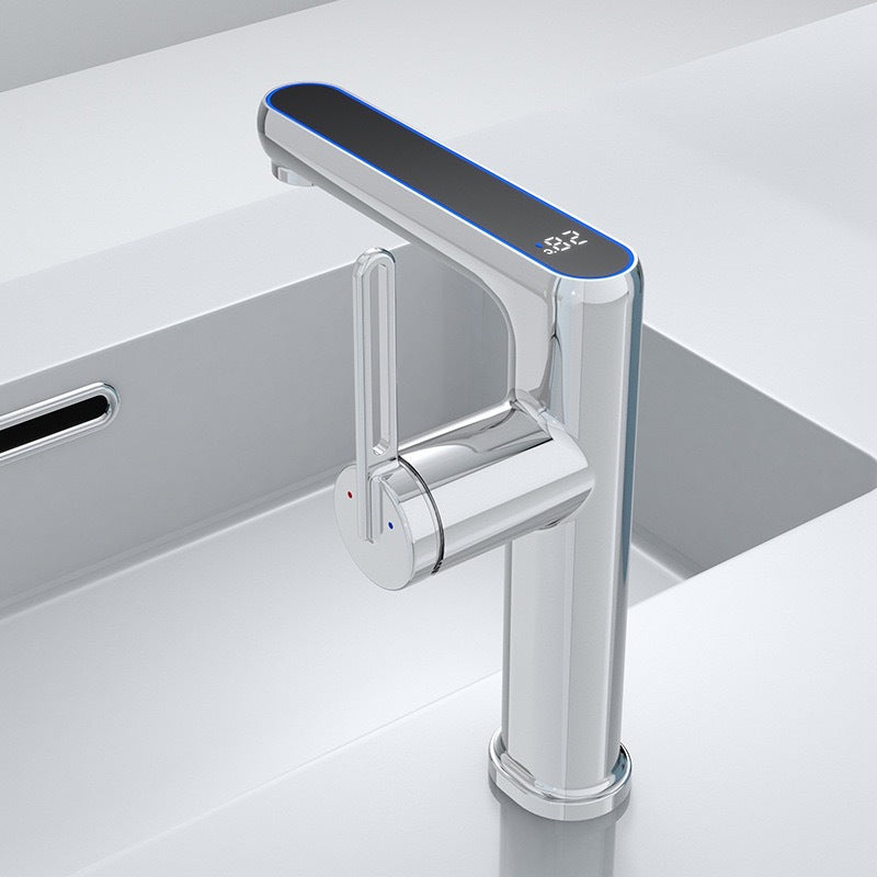 Smart Digital Display Bathroom Faucet - All-Copper Single Hole Basin Tap with Temperature Control