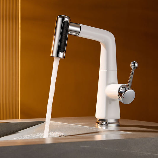 Premium Bathroom Sink Faucet with Pull-Down Sprayer - 3-Mode Brass Basin Mixer Tap