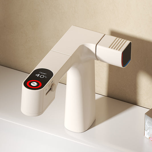 Smart Digital Display Bathroom Faucet - Single Handle Pull-Out Basin Mixer with Temperature Display