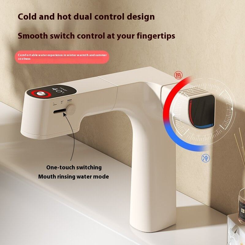 Smart Digital Display Bathroom Faucet - Single Handle Pull-Out Basin Mixer with Temperature Display