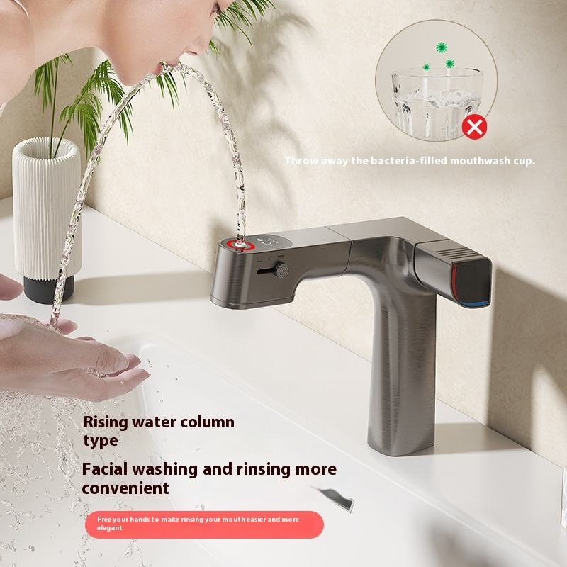 Smart Digital Display Bathroom Faucet - Single Handle Pull-Out Basin Mixer with Temperature Display