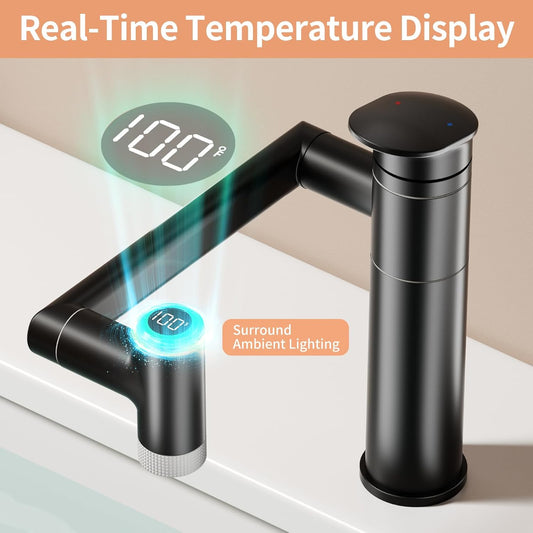 Smart LED Bathroom Faucet - 1080° Rotatable Height Adjustable Single Handle Basin Tap
