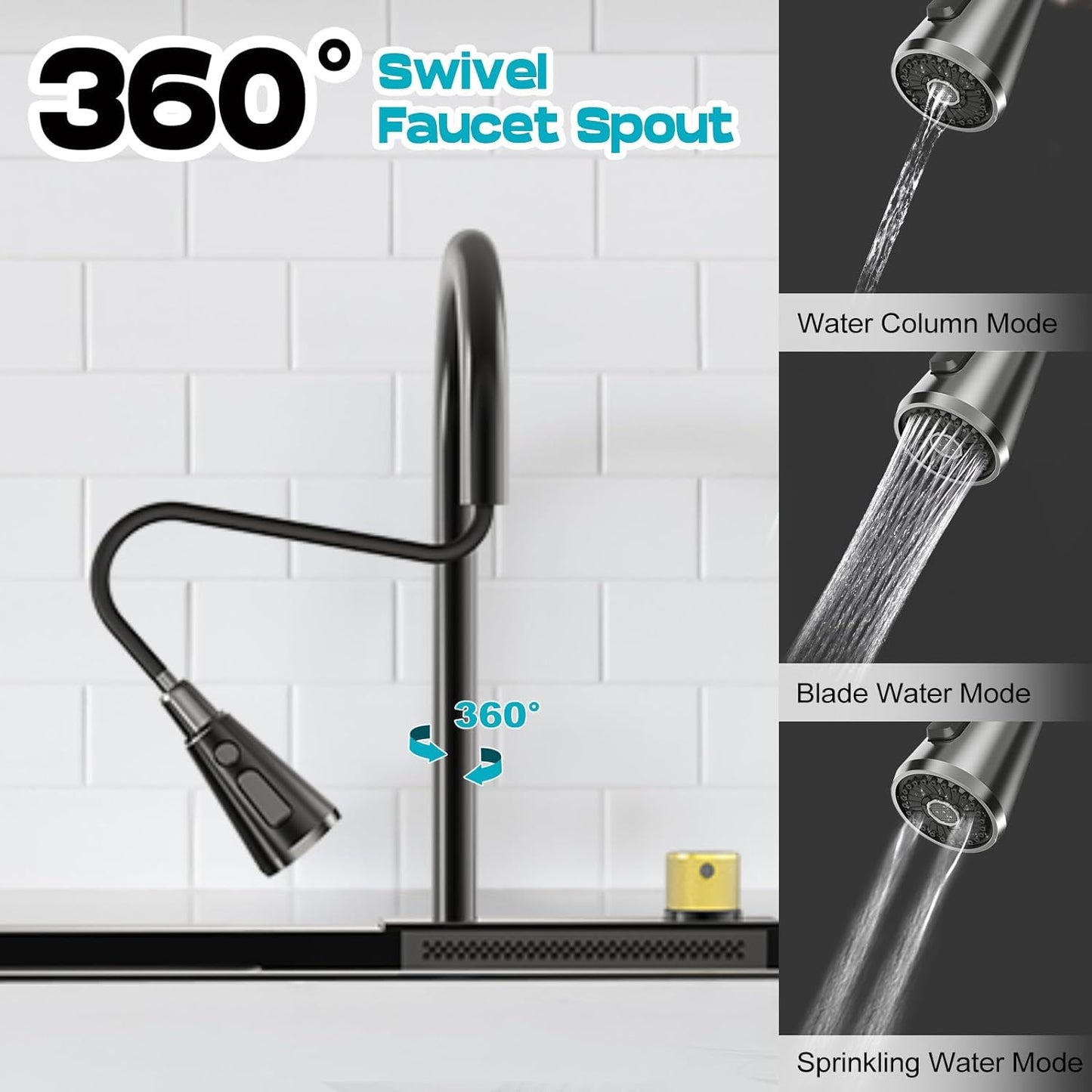 Modern Kitchen Sink with Waterfall Faucet - Advanced Flow Technology