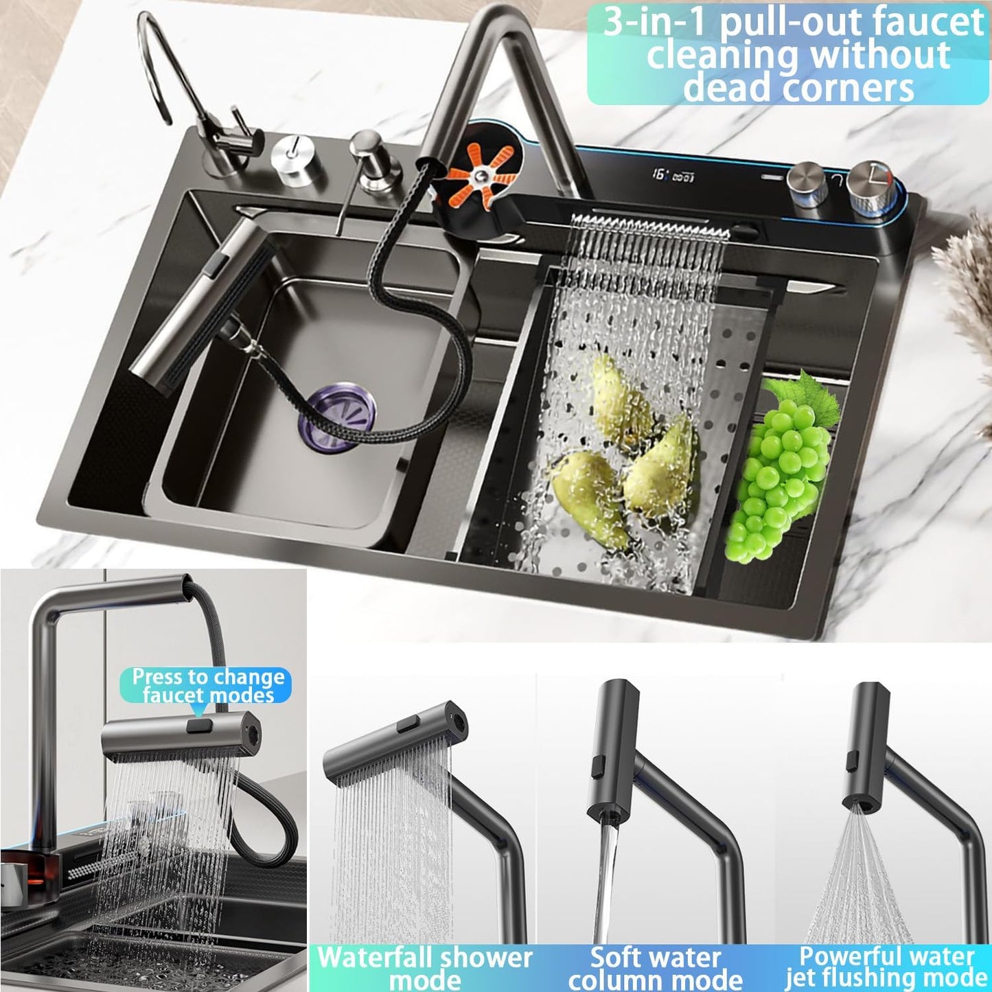 Luxury Smart Kitchen Sink - Stainless Steel Countertop Installation