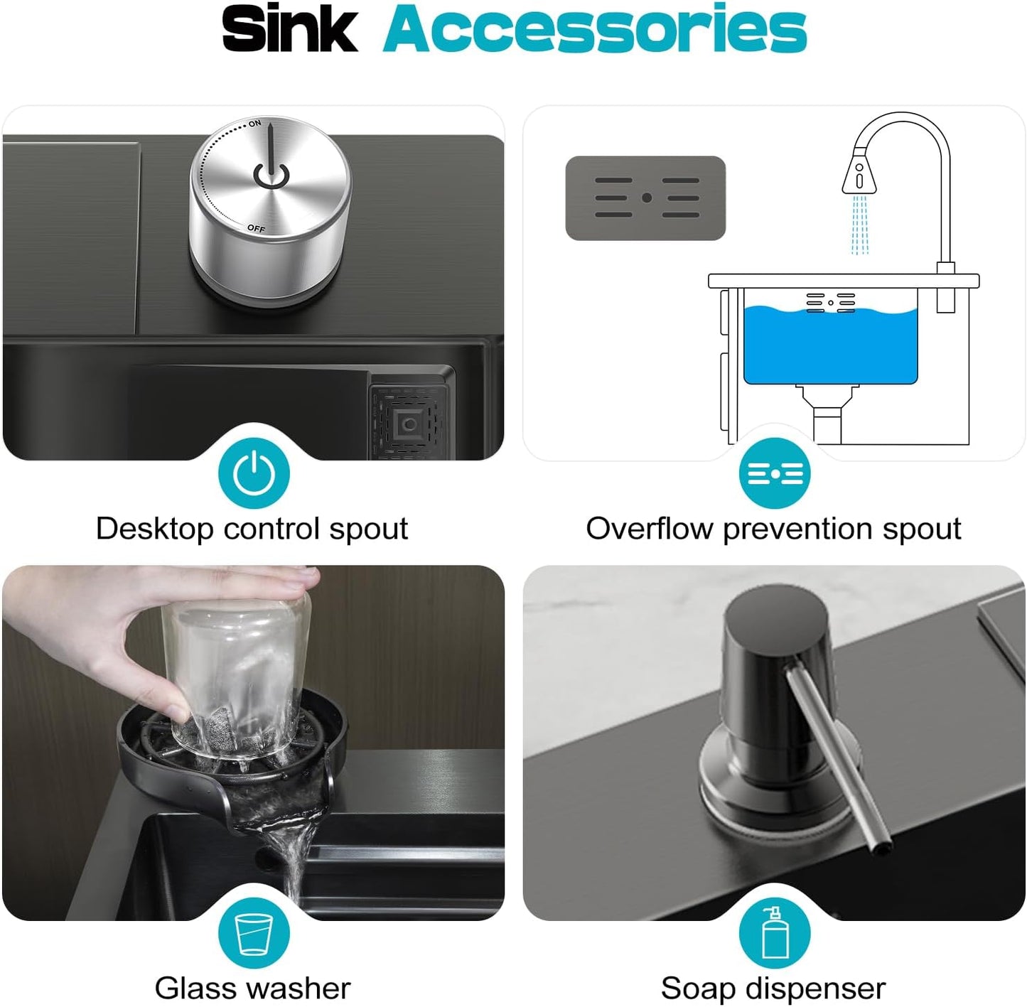 Modern Kitchen Sink with Waterfall Faucet - Advanced Flow Technology