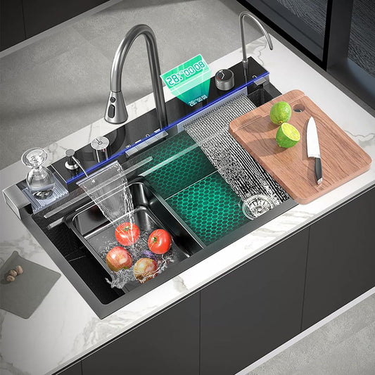Luxury kitchen sink with ktichen faucet 304 stainless steel rust proof sink