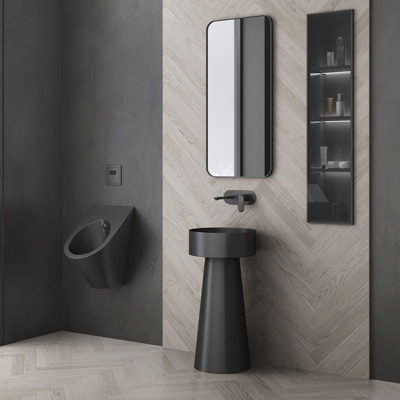Handcrafted Stainless Steel Pedestal Bathroom Basin - Modern Designer Wash Sink