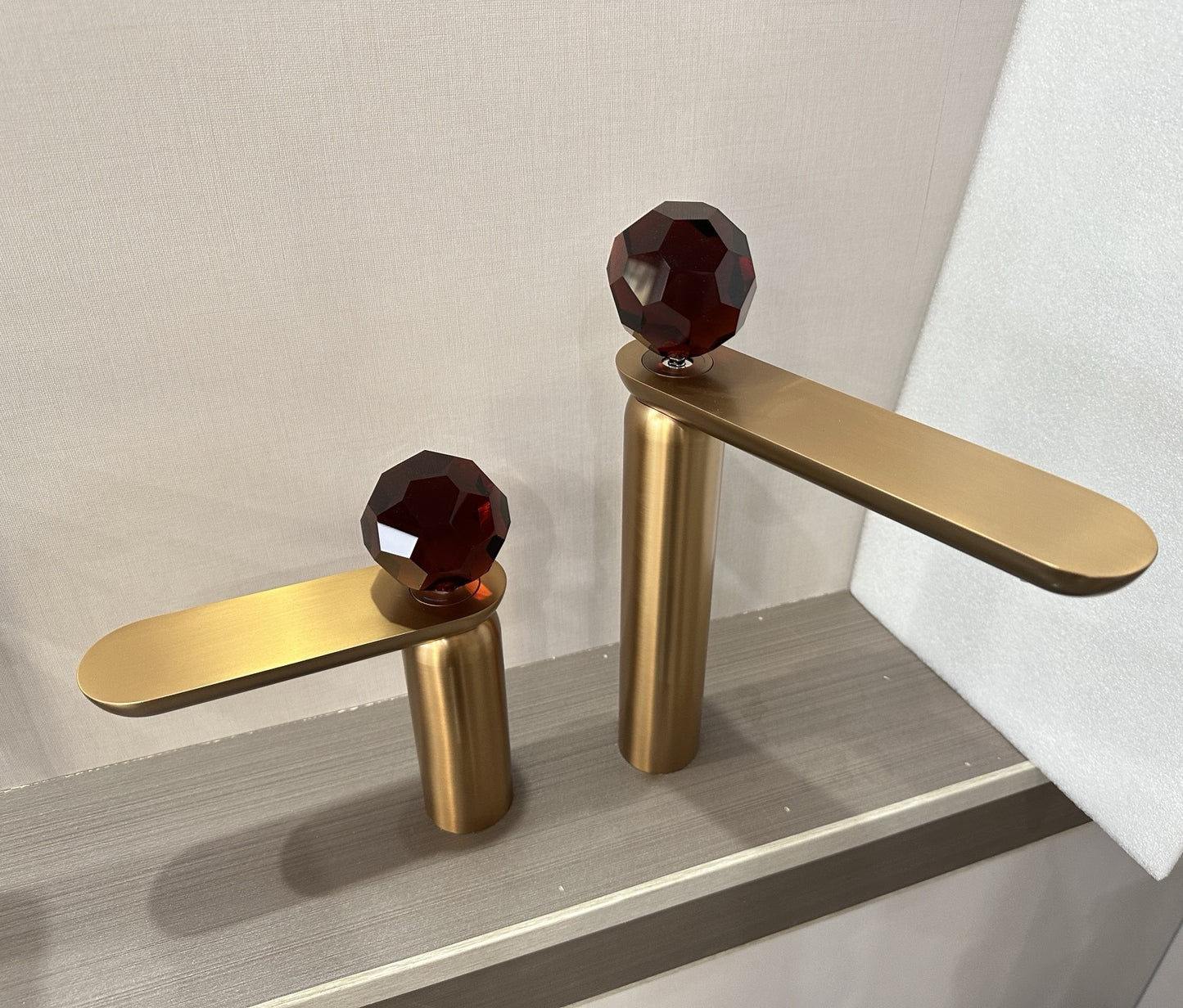 Italian Crystal Basin Faucet - Brushed Rose Gold Single Hole Art Faucet