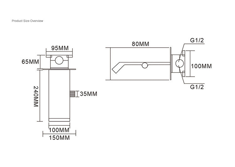 Wall Mount Rainfall Faucet with Digital Temperature Display - Modern Vanity Mixer Tap