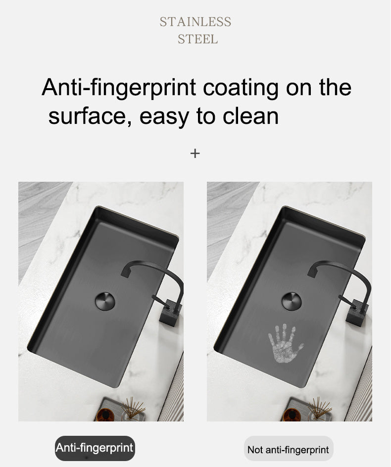 Black Rectangular Bathroom Sink with PVD Nano Coating - Undermount Vessel Basin