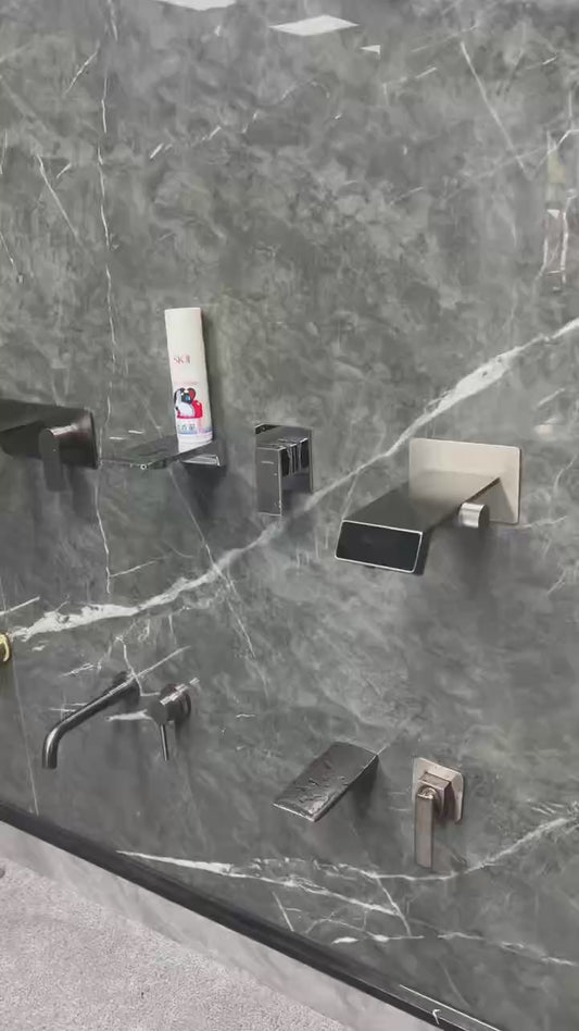 Wall Mount Rainfall Faucet with Digital Temperature Display - Modern Vanity Mixer Tap