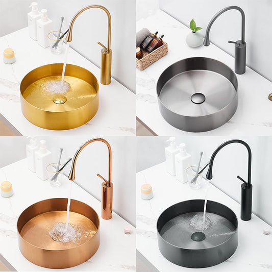 Luxury Above Counter Vessel Sink - Stainless Steel Bathroom Wash Basin
