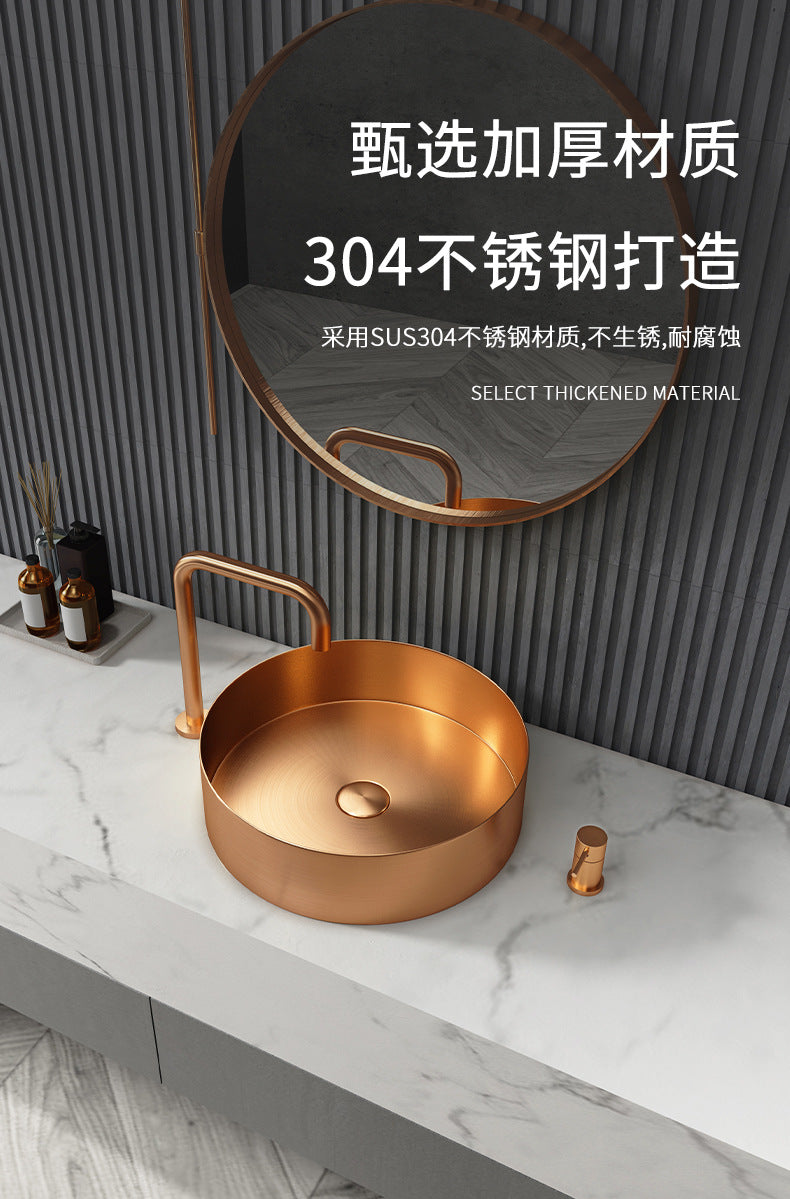 Luxury Stainless Steel Modern Bathroom Sink with Pop-Up Drain - Contemporary Wash Basin