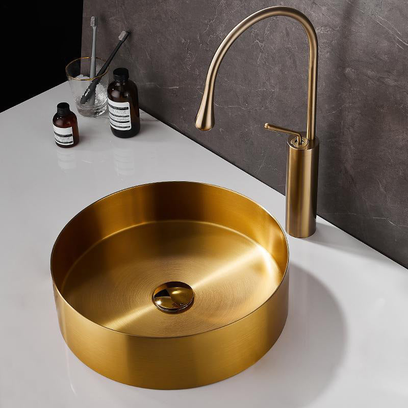 Luxury Stainless Steel Modern Bathroom Sink with Pop-Up Drain - Contemporary Wash Basin
