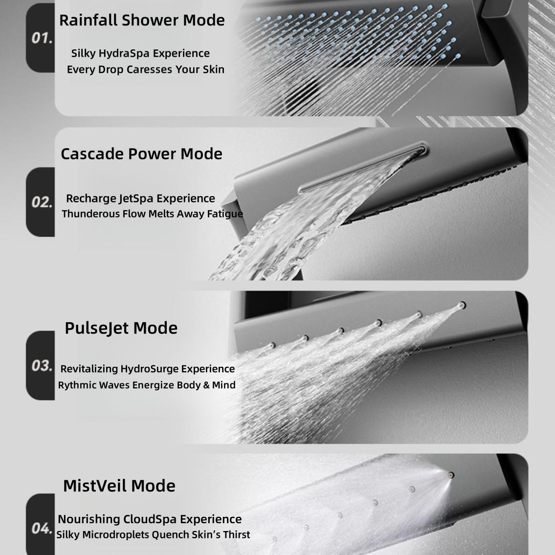 Premium Rain Shower System with Pressure Balance Valve - Multi-Function Shower Set